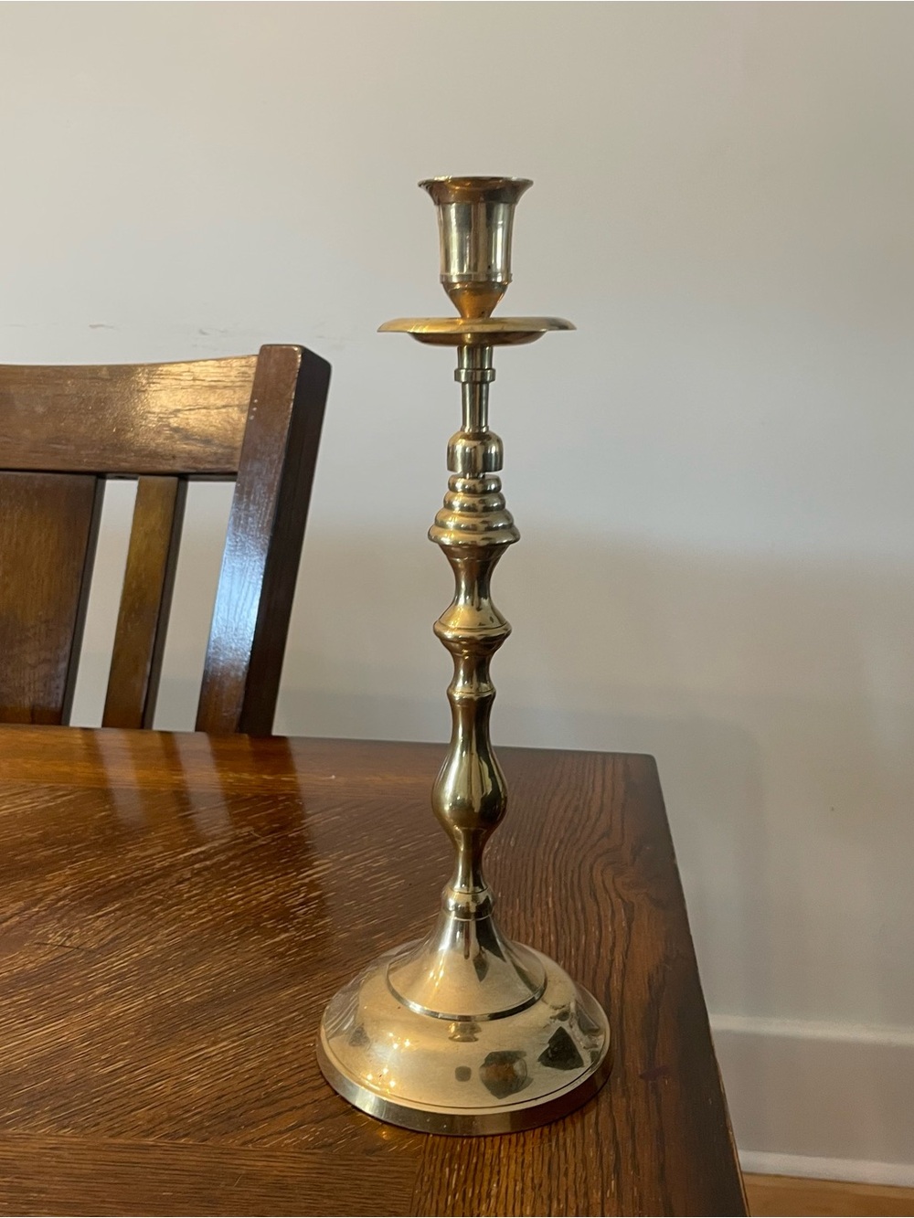 Tall Vintage Brass Candlestick Holder